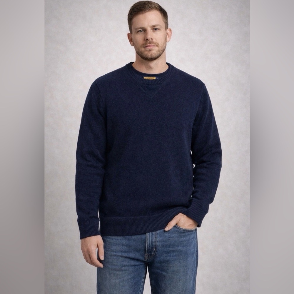 Ralph Lauren Rugby Men’s Wool Sweater Size Large Navy Crewneck Vintage